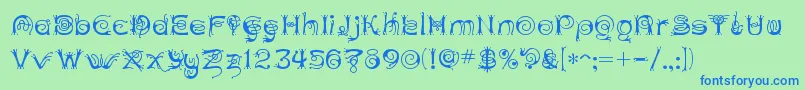 Шрифт ANTHC    – синие шрифты на зелёном фоне