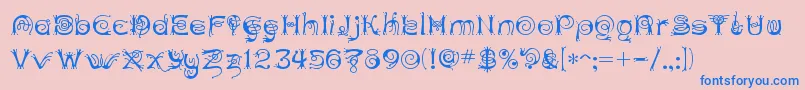 ANTHC   -Schriftart – Blaue Schriften auf rosa Hintergrund