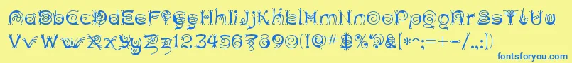 Шрифт ANTHC    – синие шрифты на жёлтом фоне