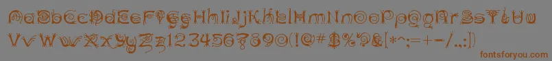 フォントANTHC    – 茶色の文字が灰色の背景にあります。