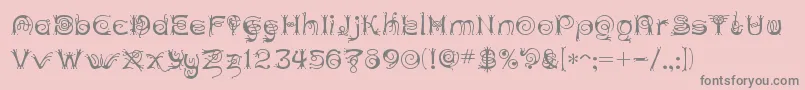 ANTHC   -fontti – harmaat kirjasimet vaaleanpunaisella taustalla