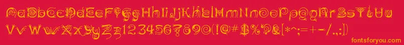 フォントANTHC    – 赤い背景にオレンジの文字