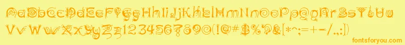 ANTHC   -Schriftart – Orangefarbene Schriften auf gelbem Hintergrund