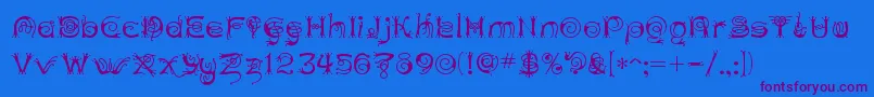 ANTHC   -Schriftart – Violette Schriften auf blauem Hintergrund