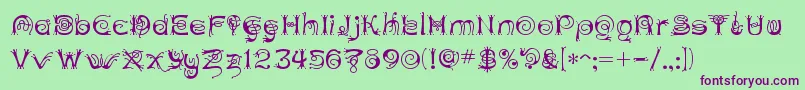 ANTHC   -Schriftart – Violette Schriften auf grünem Hintergrund