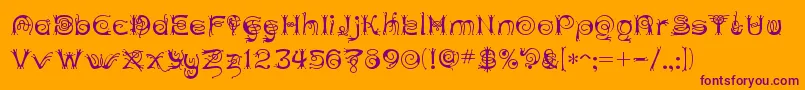 ANTHC   -Schriftart – Violette Schriften auf orangefarbenem Hintergrund