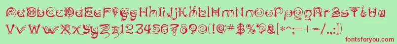 フォントANTHC    – 赤い文字の緑の背景