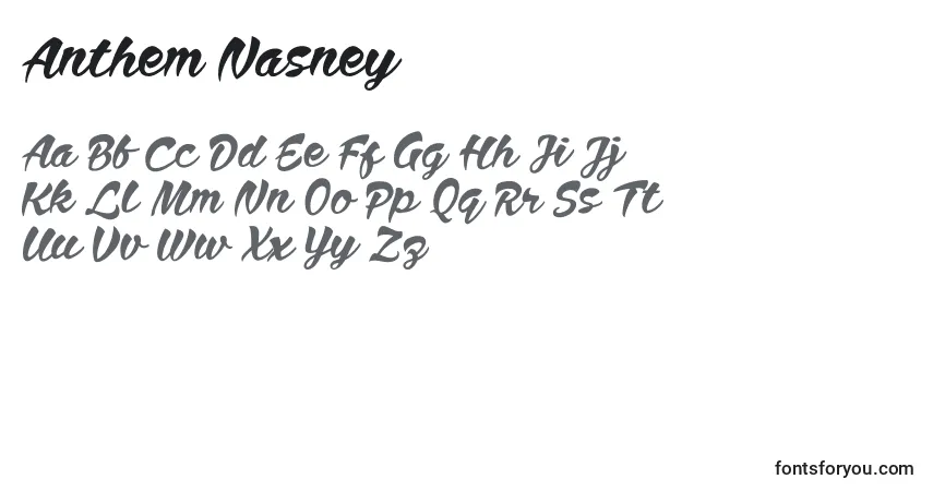 Шрифт Anthem Nasney – алфавит, цифры, специальные символы