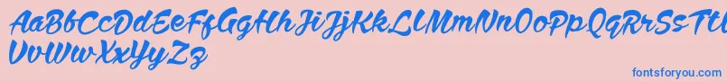 Anthem Nasney Font – Blue Fonts on Pink Background