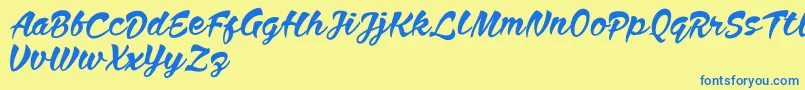 Anthem Nasney Font – Blue Fonts on Yellow Background