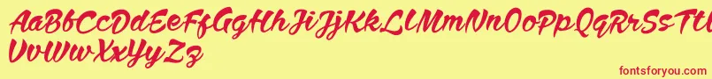 Anthem Nasney Font – Red Fonts on Yellow Background