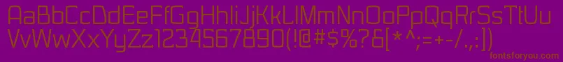 SarasorirgRegular-Schriftart – Braune Schriften auf violettem Hintergrund