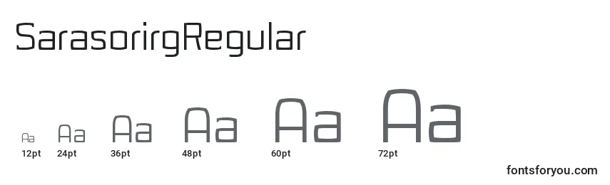 Размеры шрифта SarasorirgRegular