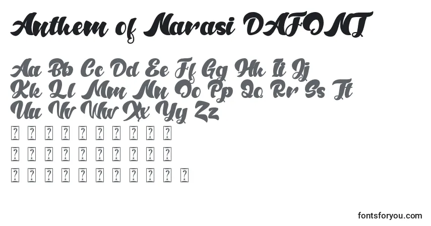 Шрифт Anthem of Narasi DAFONT – алфавит, цифры, специальные символы