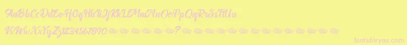 Anthemie-Schriftart – Rosa Schriften auf gelbem Hintergrund