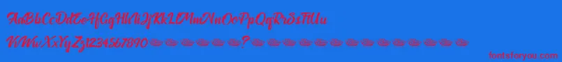 Anthemie-Schriftart – Rote Schriften auf blauem Hintergrund