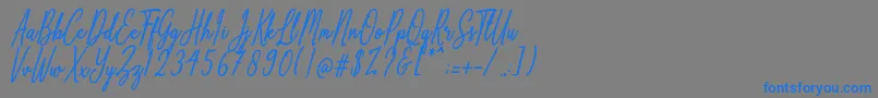 フォントAnthoine – 灰色の背景に青い文字