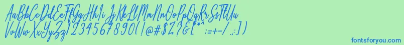 Anthoine Font – Blue Fonts on Green Background