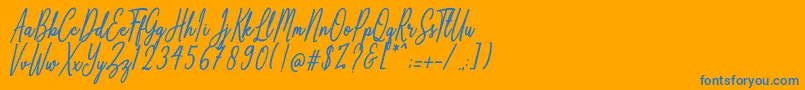 フォントAnthoine – オレンジの背景に青い文字