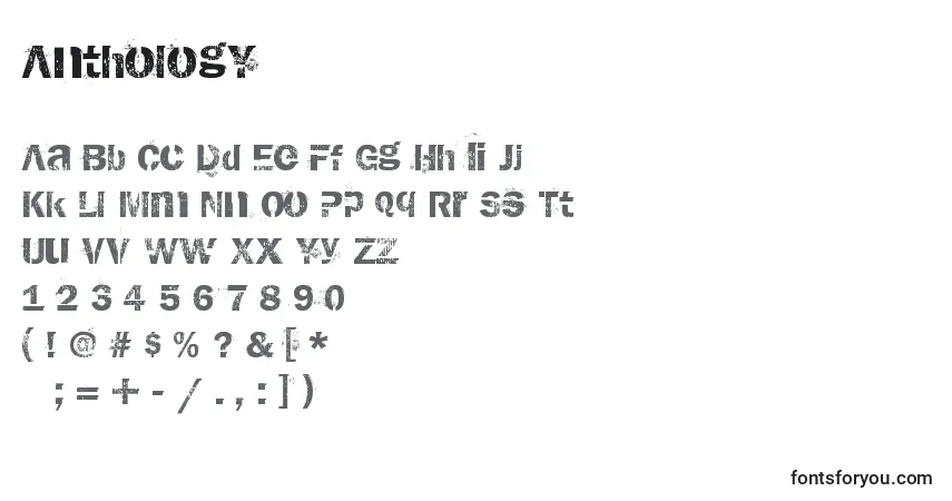 Schriftart AnthologY (119744) – Alphabet, Zahlen, spezielle Symbole