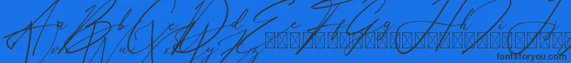AnthoniSignature-Schriftart – Schwarze Schriften auf blauem Hintergrund