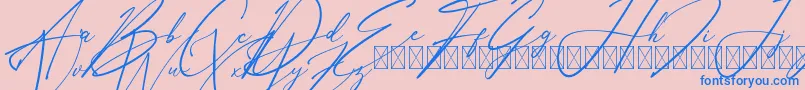 フォントAnthoniSignature – ピンクの背景に青い文字