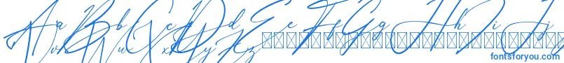 フォントAnthoniSignature – 白い背景に青い文字