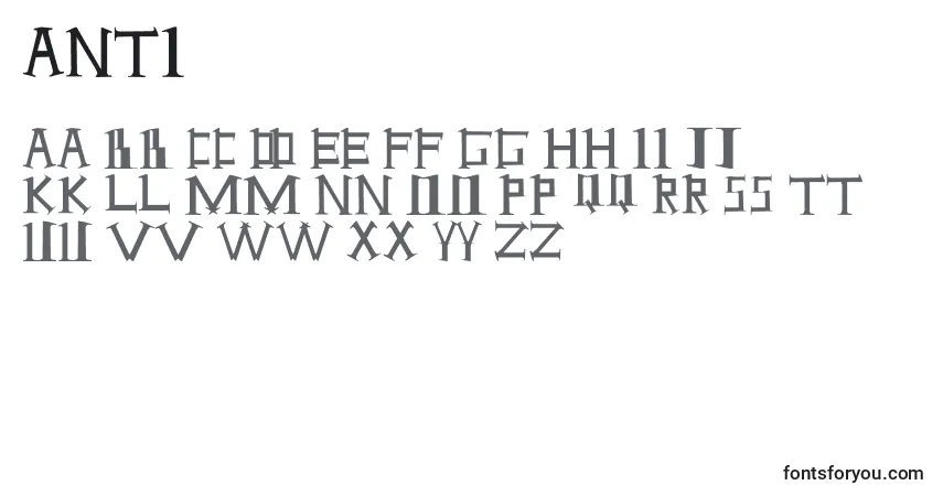 Czcionka ANTI – alfabet, cyfry, specjalne znaki