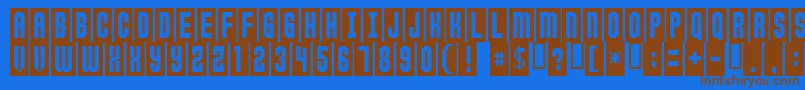 ANTICLIMAX-Schriftart – Braune Schriften auf blauem Hintergrund