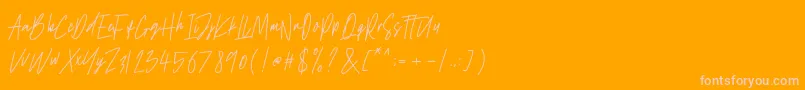 Antilkat-Schriftart – Rosa Schriften auf orangefarbenem Hintergrund