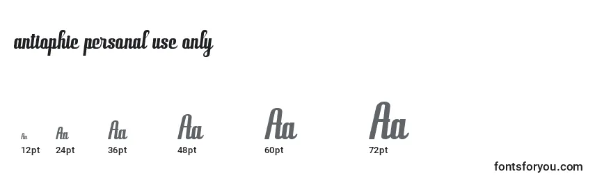 Antiophie personal use only Font Sizes