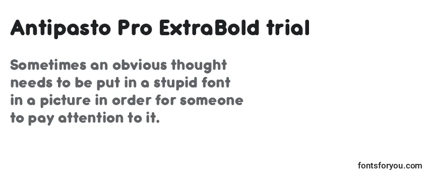 Überblick über die Schriftart Antipasto Pro ExtraBold trial