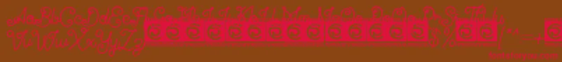 Antiqueline FreeVersion-Schriftart – Rote Schriften auf braunem Hintergrund