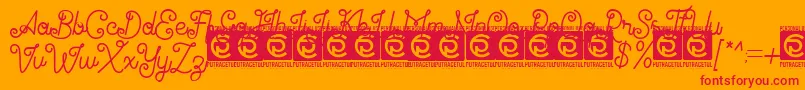 Antiqueline FreeVersion-Schriftart – Rote Schriften auf orangefarbenem Hintergrund