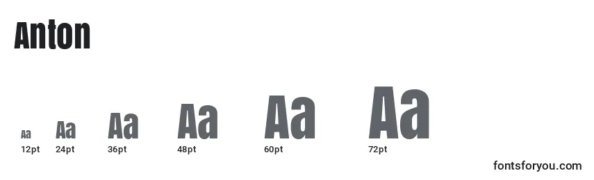 Размеры шрифта Anton (119762)