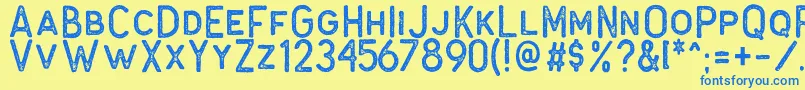 フォントAntone Block – 青い文字が黄色の背景にあります。