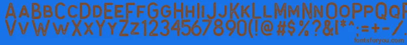 フォントAntone Block – 茶色の文字が青い背景にあります。