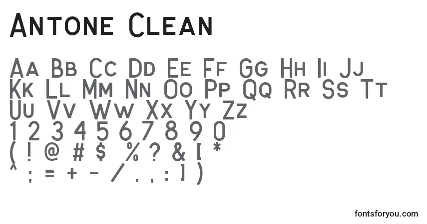 A fonte Antone Clean (119766) – alfabeto, números, caracteres especiais