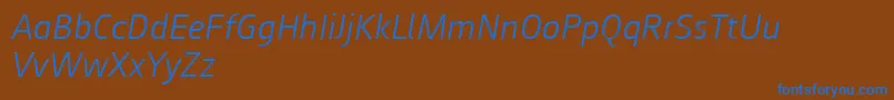 Augustsans46lightitalic Font – Blue Fonts on Brown Background