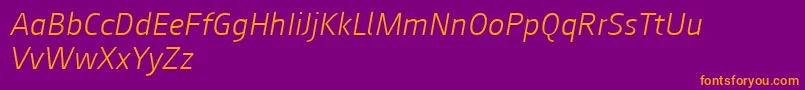 Augustsans46lightitalic Font – Orange Fonts on Purple Background