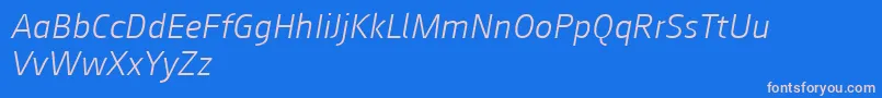 Augustsans46lightitalic Font – Pink Fonts on Blue Background