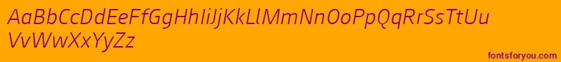 Augustsans46lightitalic Font – Purple Fonts on Orange Background