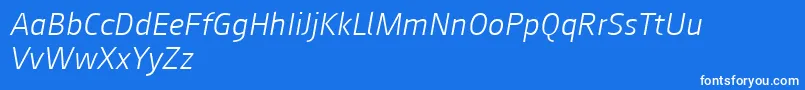 Шрифт Augustsans46lightitalic – белые шрифты на синем фоне