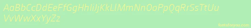 Augustsans46lightitalic Font – Yellow Fonts on Green Background