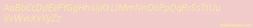 Augustsans46lightitalic Font – Yellow Fonts on Pink Background