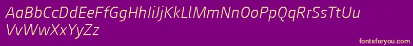 Augustsans46lightitalic Font – Yellow Fonts on Purple Background