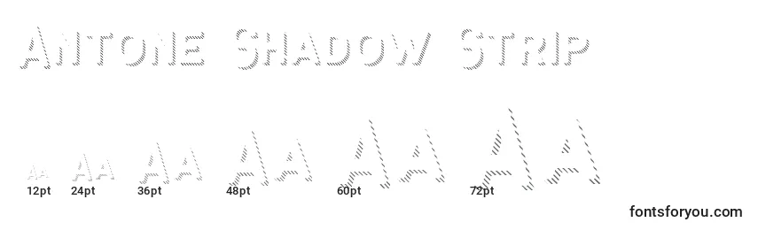 Rozmiary czcionki Antone Shadow Strip