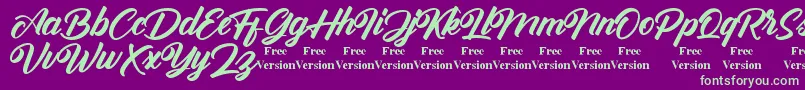 Antonellie Callygraphy Demo Font – Green Fonts on Purple Background