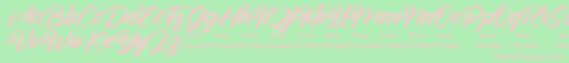 Antonellie Callygraphy Demo-Schriftart – Rosa Schriften auf grünem Hintergrund