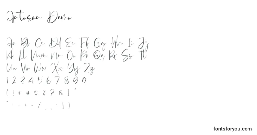 Шрифт Antosan Demo – алфавит, цифры, специальные символы